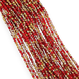 Бусины Шпинель огранка круглая 2 мм Ø 0,5 мм +-190 шт. нить 36 см Красный с золотом