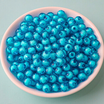 Бусины Граненые пластиковые 8 мм Ø 2 мм +-25 г (+-95 шт.) Бирюзовый