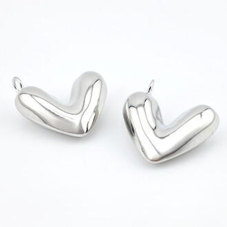 Кулон Shine Heart медный позолота 32х28 мм 1 шт. Белое золото