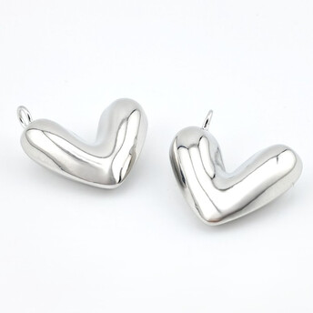 Кулон Shine Heart медный позолота 32х28 мм 1 шт. Белое золото