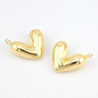 Кулон Shine Heart медный 18К позолота 32х28 мм 1 шт. Золото