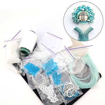 Набор Мотанка Русалка ? для изготовления брошек 7х5 см полный комплект в мешочке