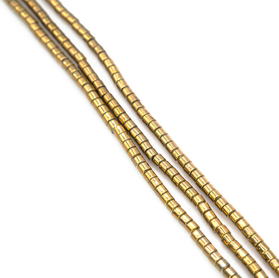 Бусины Боченок Гематит 3х3 мм 40 см +-130 шт. Золотистый