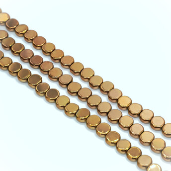 Бусины Таблетка Гематит 6х2 мм Золотистый 40 см +-65 шт.