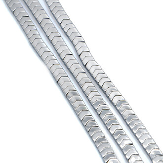 Бусины Змейка Гематит 6х2 мм 40 см +-180 шт. Серебристый