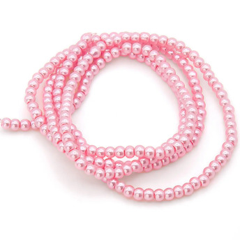 Бусины стекло под жемчуг Шар 4 мм ±210 шт. 80 см 53 Розовый