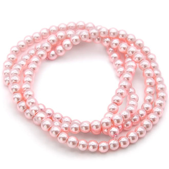 Бусины стекло под жемчуг Шар 6 мм ±140 шт. 80 см Коралловый светлый