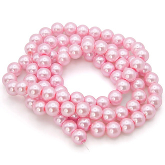 Бусины стекло под жемчуг Шар 10 мм ±90 шт. 80 см 53 Розовый