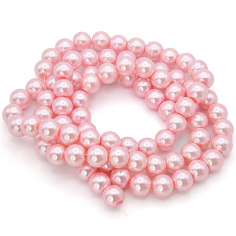 Бусины стекло под жемчуг Шар 10 мм ±90 шт. 80 см Коралловый светлый