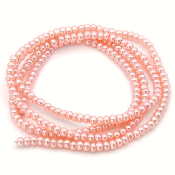 Бусины стекло под жемчуг Шар 4 мм ±210 шт. 80 см Коралловый