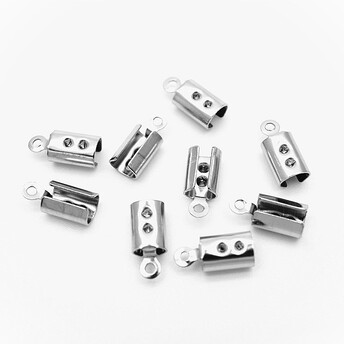 Зажим для шнуров окончания из нержавеющей стали 10х4 мм +-20 шт. Платина