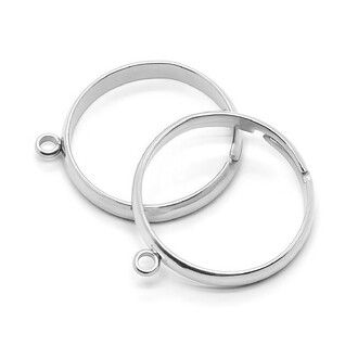 Кольцо основа с петелькой нержавеющая сталь 19х3 мм Ø 1,5 мм 4 шт. Платина
