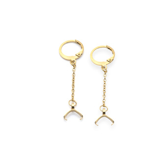 Английская удлиненная основа для серег нержавеющая сталь 12х46х1,8 мм 1 пара Золотистый