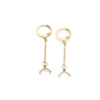 Английская удлиненная основа для серег нержавеющая сталь 12х46х1,8 мм 1 пара Золотистый