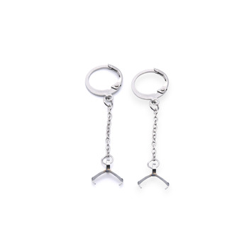 Английская удлиненная основа для серег нержавеющая сталь 12х46х1,8 мм 1 пара Платина