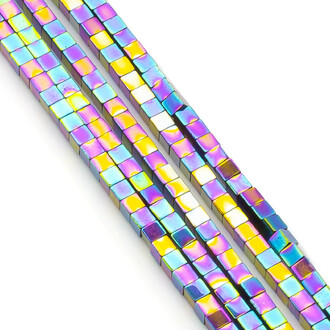 Бусины Квадрат Гематит 3х3 мм Радужный 40 см +-140 шт.