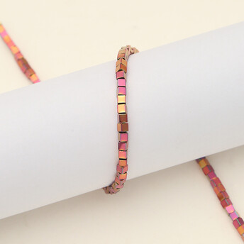 Бусины Квадрат Гематит 3х3 мм Фиолетово-желтый 40 см +-140 шт.