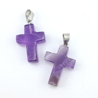 Кулон Крест Аметист 35х18х6 мм 1 шт.