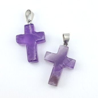 Кулон Крест Аметист 35х18х6 мм 1 шт.