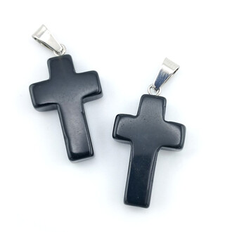 Кулон Крест Обсидиан 35х18х6 мм 1 шт.