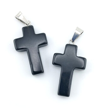 Кулон Крест Обсидиан 35х18х6 мм 1 шт.