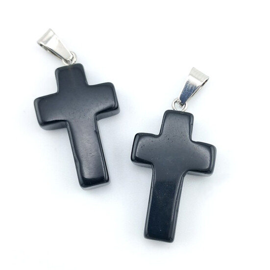 Кулон Крест Обсидиан 35х18х6 мм 1 шт.