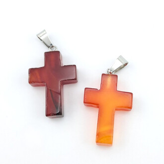 Кулон Крест Сердолик 35х18х6 мм 1 шт.