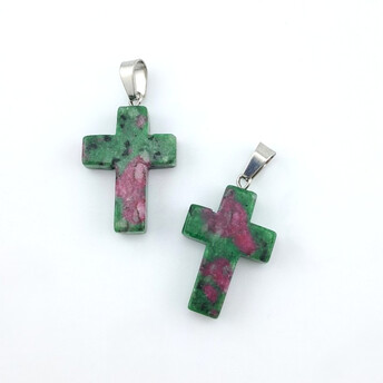 Кулон Крест Цоизит 35х18х6 мм 1 шт.