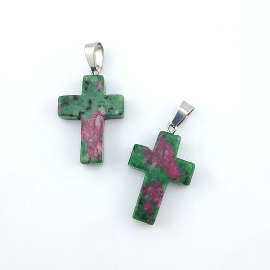 Кулон Крест Цоизит 35х18х6 мм 1 шт.