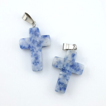 Кулон Крест Содалит 35х18х6 мм 1 шт.