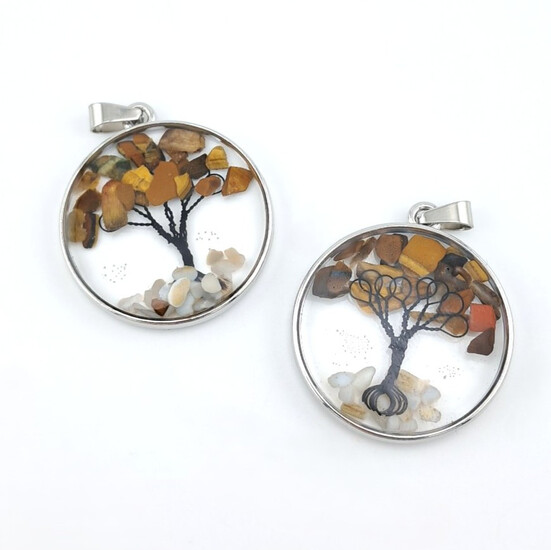 Кулон Дерево счастья Тигровый глаз 33х4,5х43 мм 1 шт.