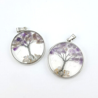 Кулон Дерево счастья Аметист 33х4,5х43 мм 1 шт.