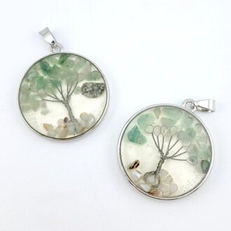 Кулон Дерево счастья Нефрит 33х4,5х43 мм 1 шт.