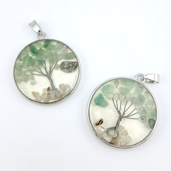 Кулон Дерево счастья Нефрит 33х4,5х43 мм 1 шт.