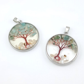 Кулон Дерево счастья Амазонит 33х4,5х43 мм 1 шт.