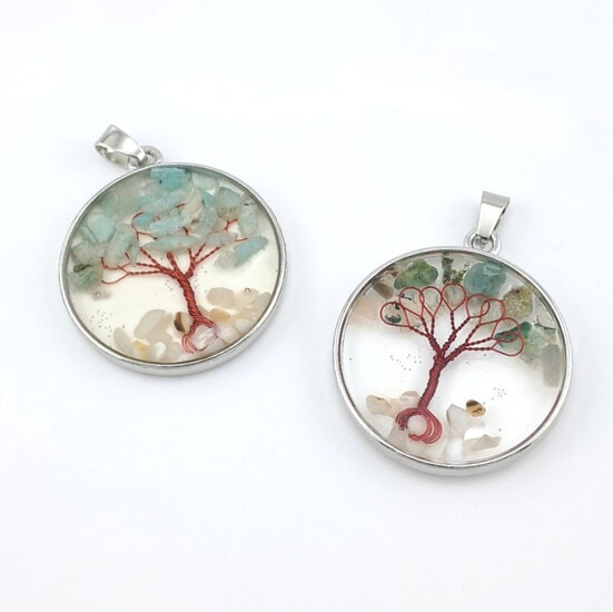 Кулон Дерево счастья Амазонит 33х4,5х43 мм 1 шт.