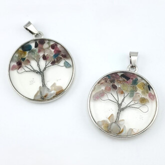 Кулон Дерево счастья Турмалин 33х4,5х43 мм 1 шт.