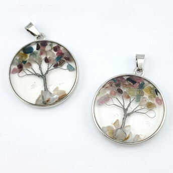 Кулон Дерево счастья Турмалин 33х4,5х43 мм 1 шт.