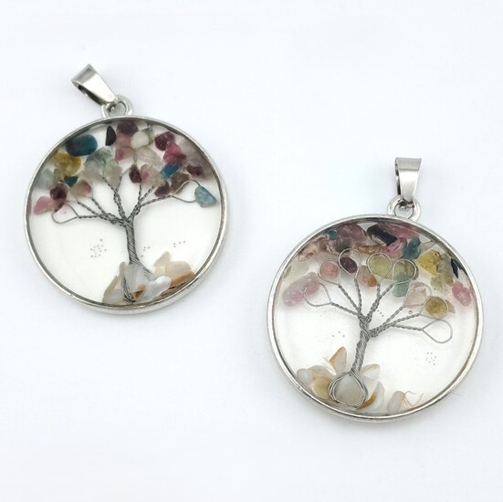 Кулон Дерево счастья Турмалин 33х4,5х43 мм 1 шт.