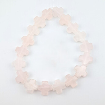 Розовый кварц бусины Крест из камня 13х13х5 мм +-24 см 18 шт.
