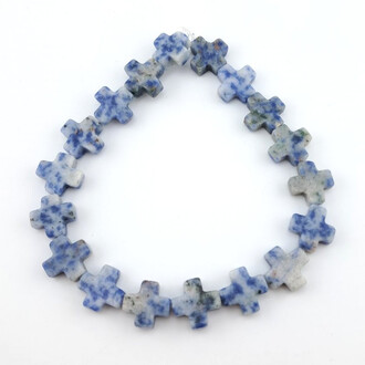 Содаліт намистини Хрест із каменю 13х13х5 мм +-24 см 18 шт.