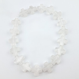 Горный хрусталь бусины Крест из камня 13х13х5 мм +-24 см 18 шт.