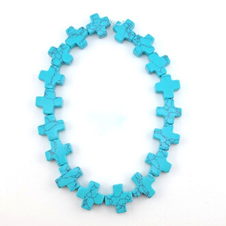 Бірюза намистини Хрест із каменю 13х13х5 мм +-24 см 18 шт.