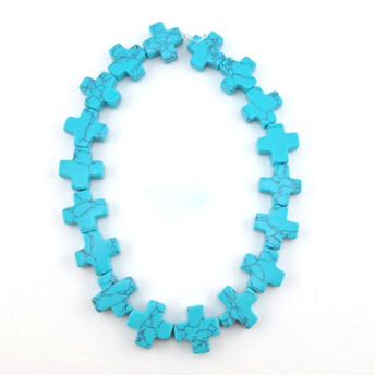 Бирюза бусины Крест из камня 13х13х5 мм +-24 см 18 шт.