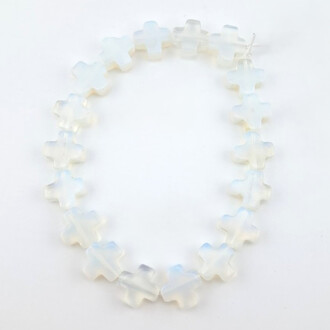 Лунный камень бусины Крест из камня 13х13х5 мм +-24 см 18 шт.