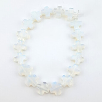 Лунный камень бусины Крест из камня 13х13х5 мм +-24 см 18 шт.