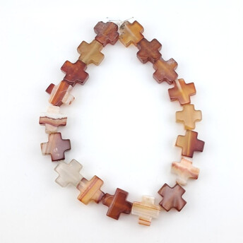 Сердолик бусины Крест из камня 13х13х5 мм +-24 см 18 шт.