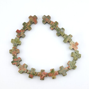 Яшма унакит бусины Крест из камня 13х13х5 мм +-24 см 18 шт.