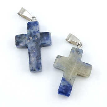 Кулон Крест Лазурит 35х18х6 мм 1 шт.