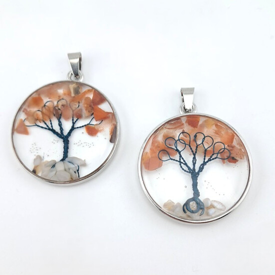 Кулон Дерево счастья Сердолик 33х4,5х43 мм 1 шт.